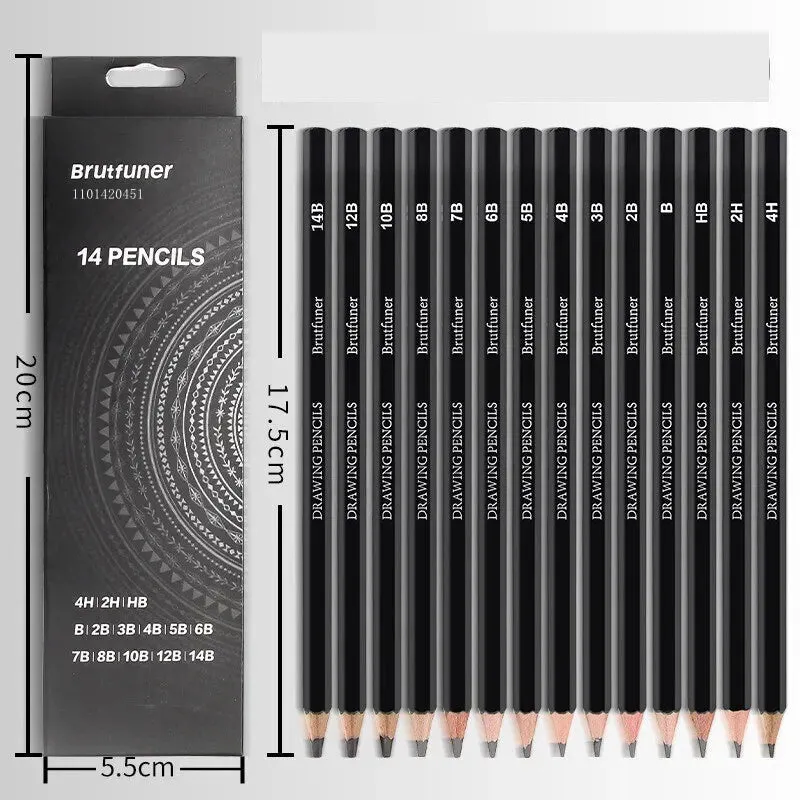14 Piece Professional Sketch Pencil Set Graphite Art Hand Painted Pen