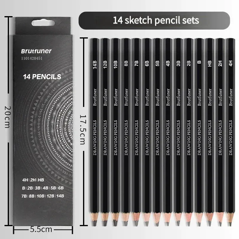 14 Piece Professional Sketch Pencil Set Graphite Art Hand Painted Pen