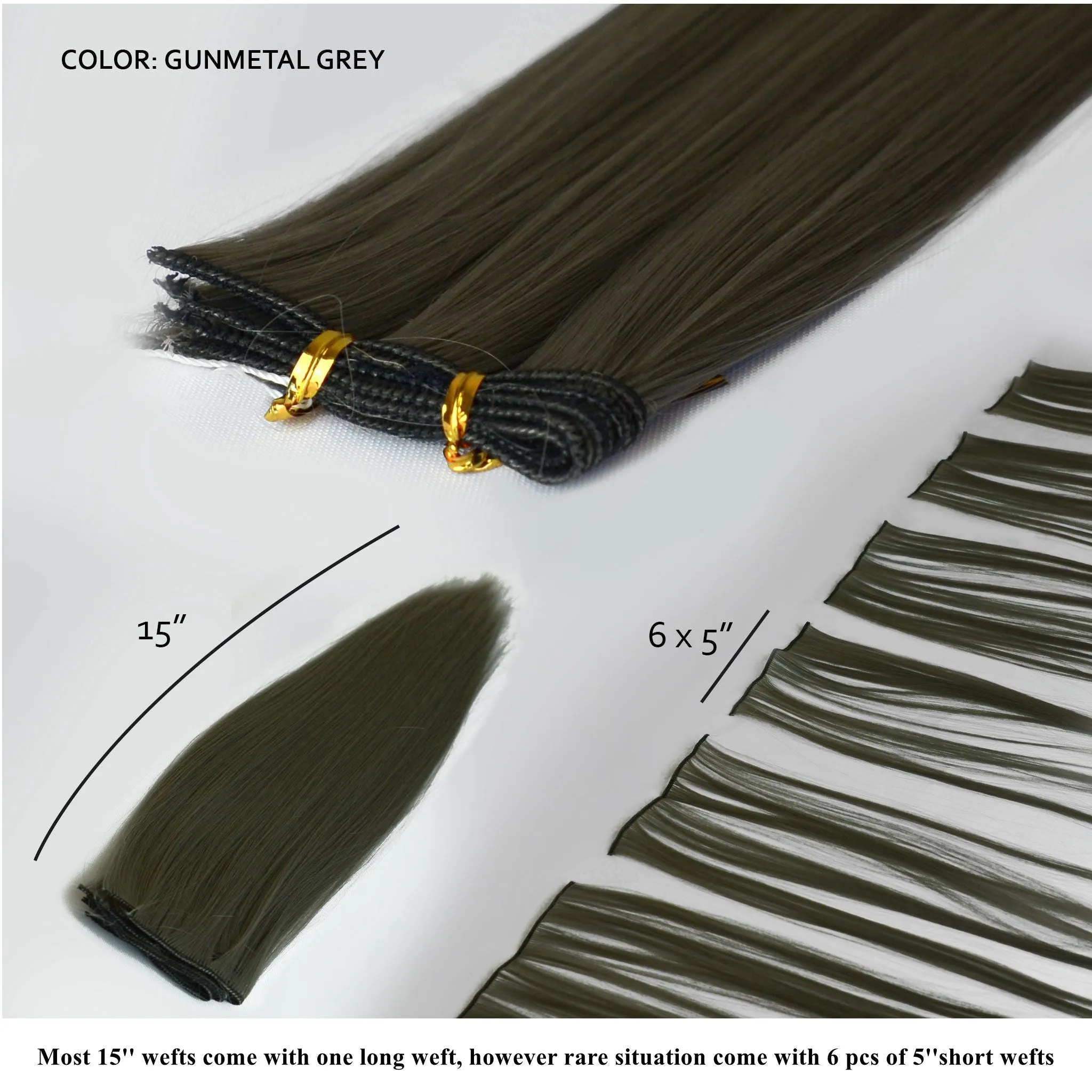 15" Weft Extension - Gunmetal Grey