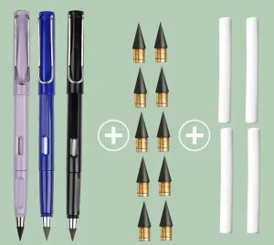 17pc Infinity Pencil Set no Sharpening no Ink Kawaii Design Art Supplies School Stationery Nib Eraser