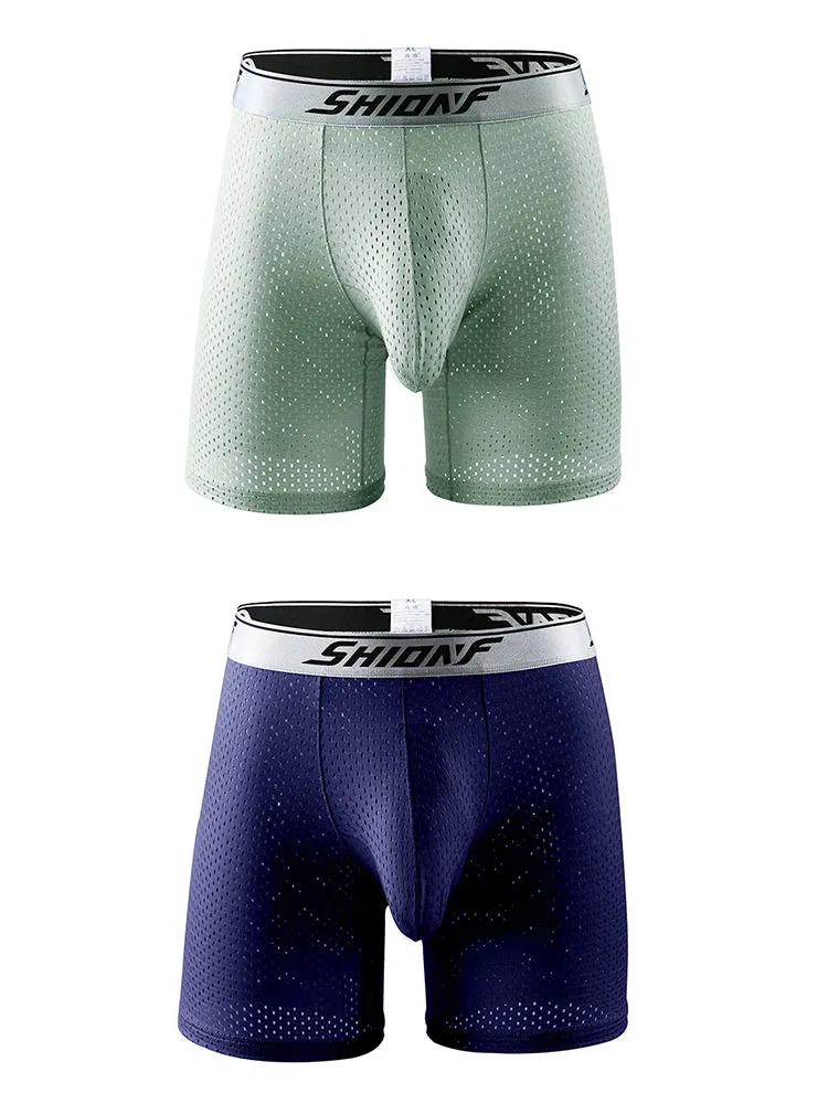 2 Pack Mens Mesh Separate Pouch Boxers Briefs