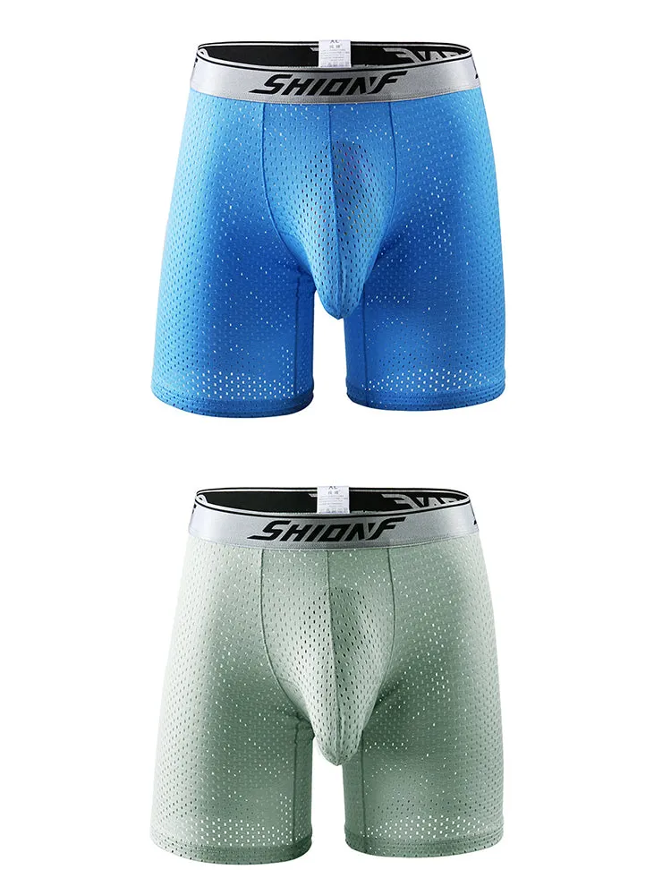 2 Pack Mens Mesh Separate Pouch Boxers Briefs