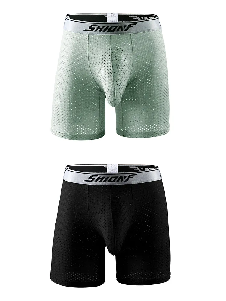 2 Pack Mens Mesh Separate Pouch Boxers Briefs