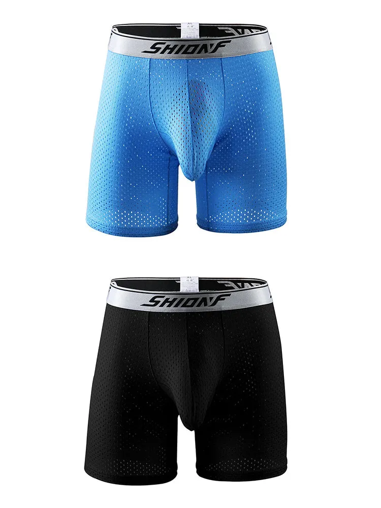 2 Pack Mens Mesh Separate Pouch Boxers Briefs