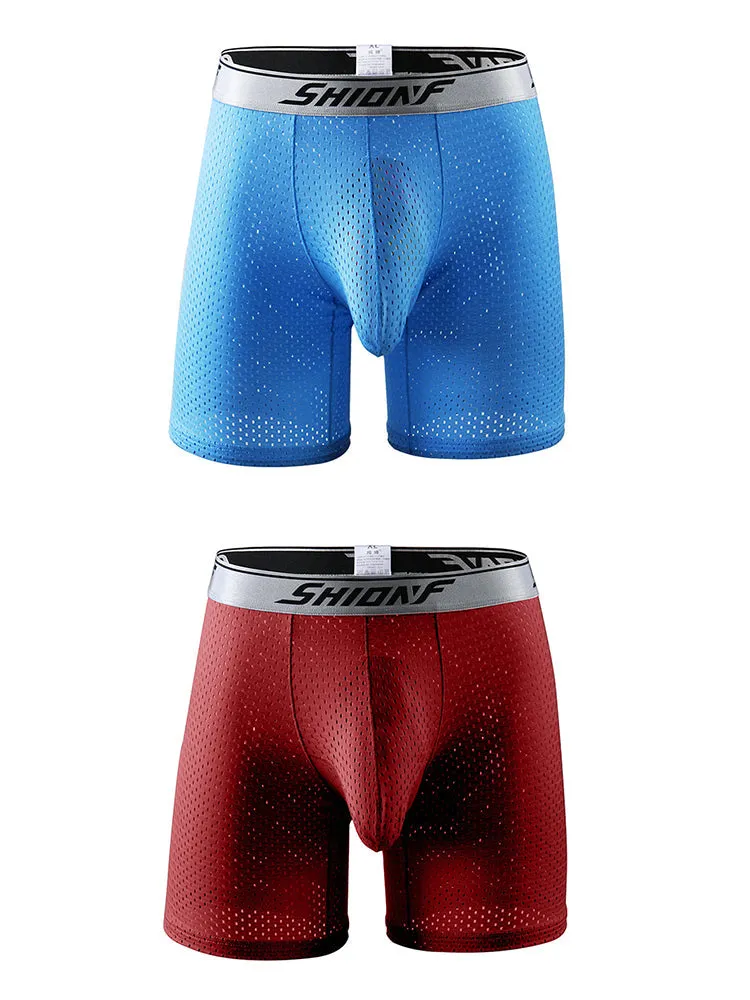 2 Pack Mens Mesh Separate Pouch Boxers Briefs