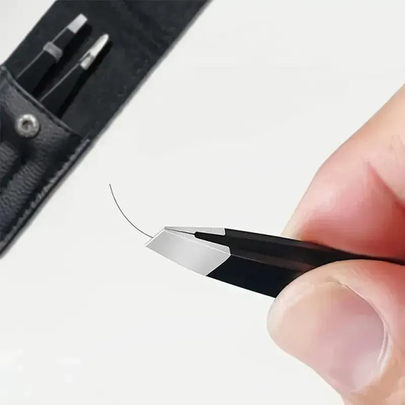 3 Piece Stainless Steel Eyebrow Tweezers Set Precision Tips