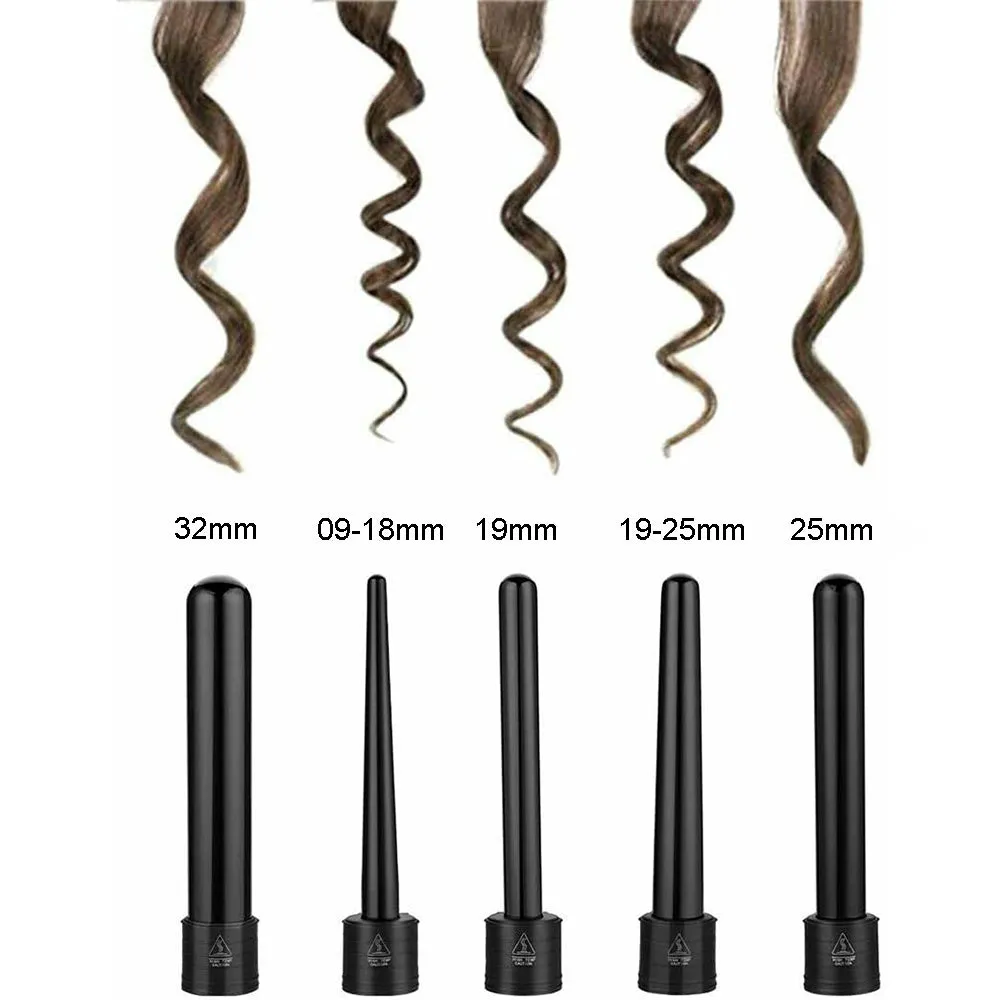 5 in 1 Hair Curler Wand Set | Ceramic Styling Curling Iron | Roller Barrel | LED   Glove