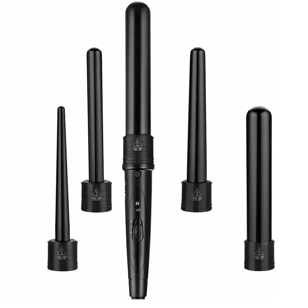 5 in 1 Hair Curler Wand Set | Ceramic Styling Curling Iron | Roller Barrel | LED   Glove