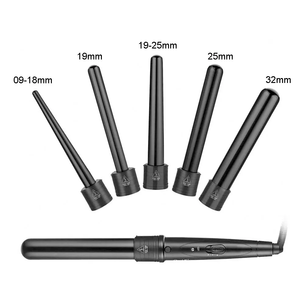 5 in 1 Hair Curler Wand Set | Ceramic Styling Curling Iron | Roller Barrel | LED   Glove
