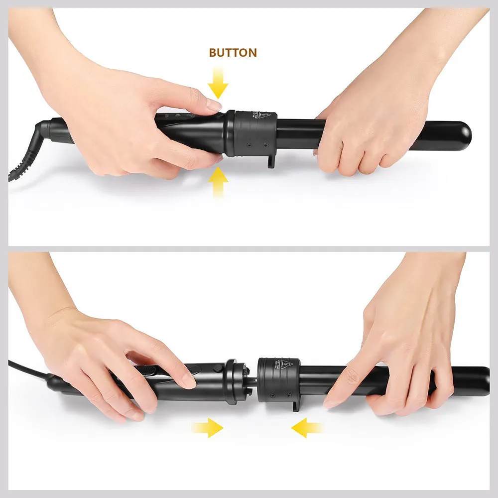 5 in 1 Hair Curler Wand Set | Ceramic Styling Curling Iron | Roller Barrel | LED   Glove
