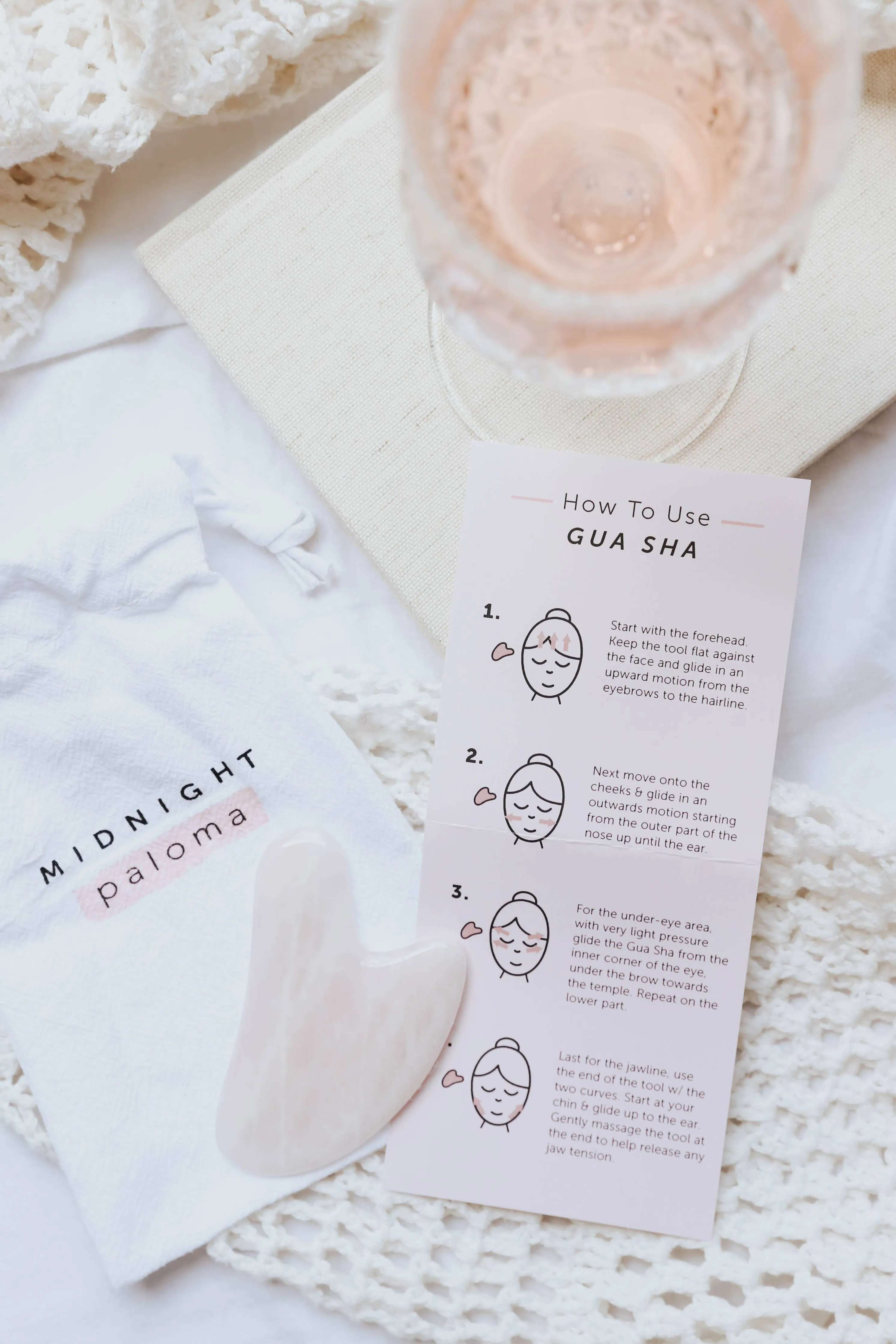 Midnight Paloma Rose Quartz Gua Sha