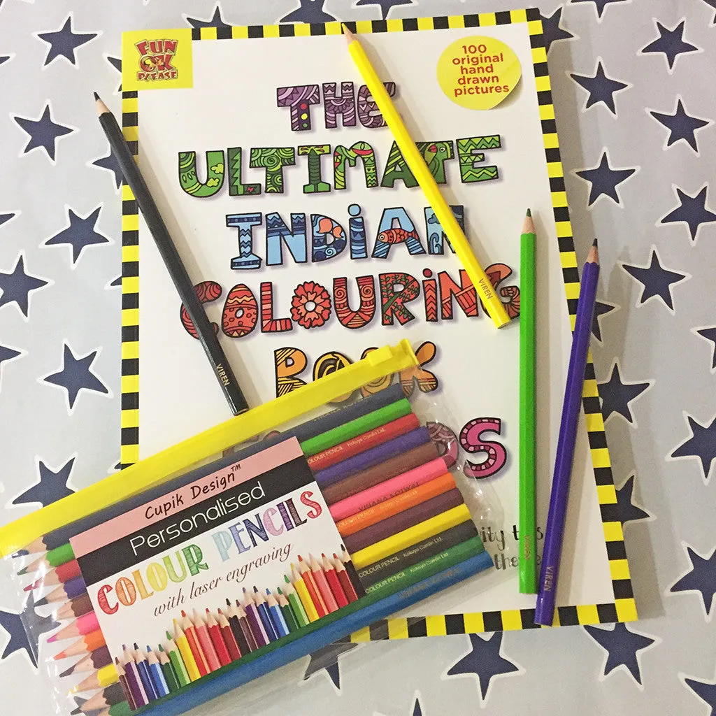 Personalised Colour Pencils with Coloring Book - Pack of 12