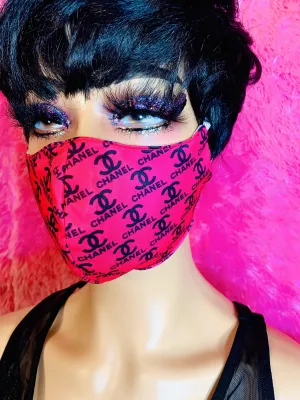 Pink Black Cc Designer Inspired Face Mask