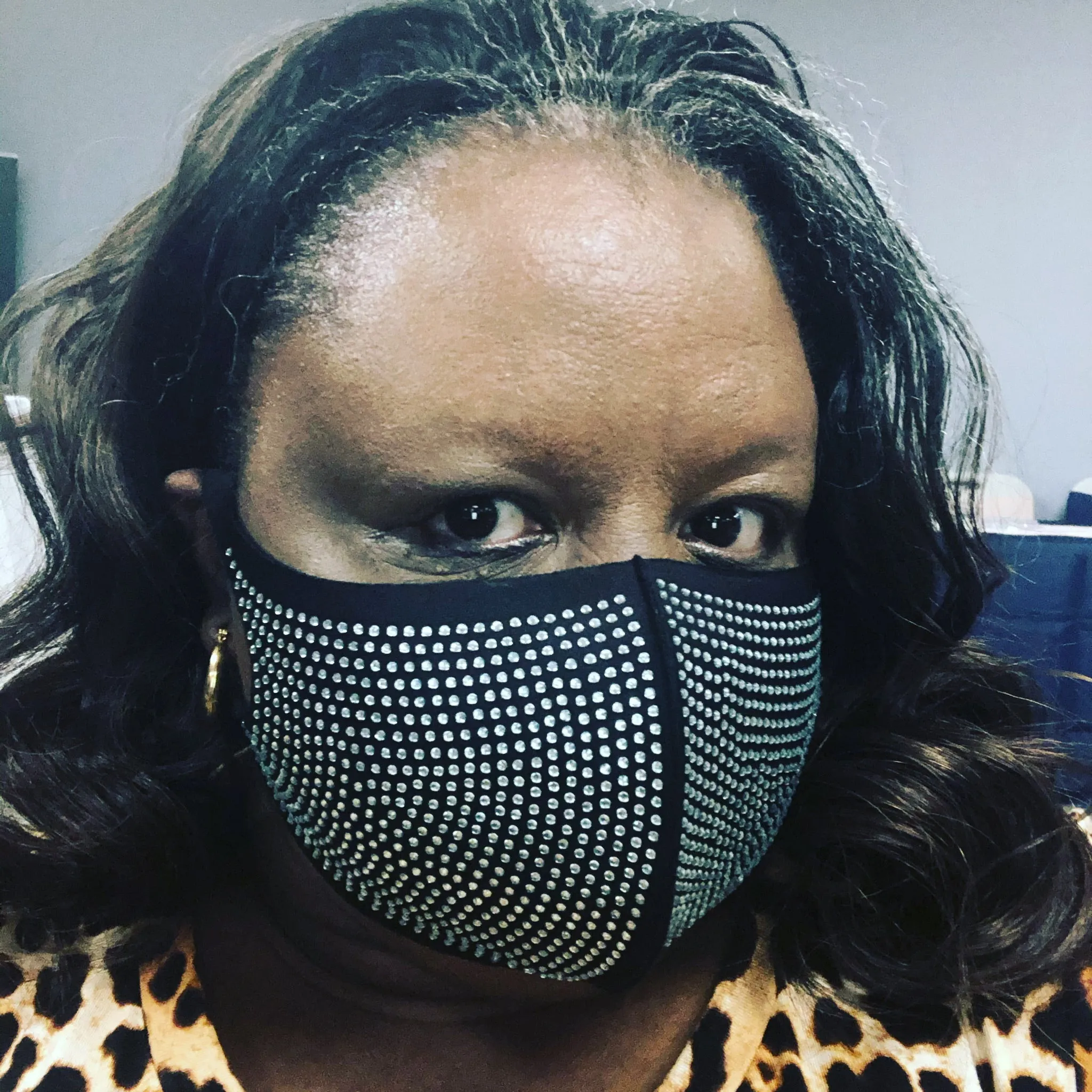 PPE Studs - black studded facial mask. Thigh single ply mask that is thick enough to protect again germ transmission